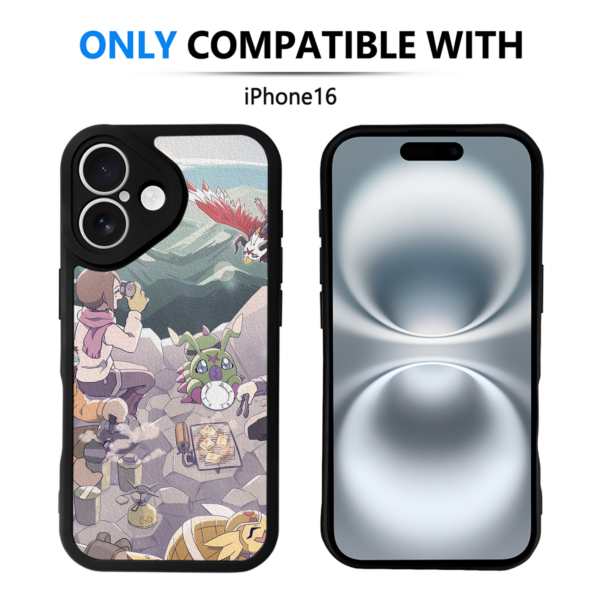 （画像用） Digimon デジタルモンスター/デジモン 【iPhone 16シリーズ対応】シリコンスマホケース（レザー調） 材質：シリコン